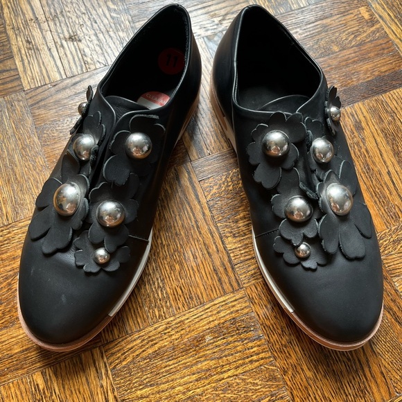 MIISTA London Leather Black and white Studded Flower  Loafers size 11 - Picture 11 of 14